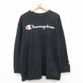 チャンピオン 長袖Tシャツ ビッグロゴ ブラック XL | 古着