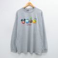 XL★古着 長袖 Tシャツ メンズ ディズニー DISNEY ミッキー MICKEY MOUSE ドナルド 大きいサイズ クルーネック グレー 霜降り 25jul19 中古