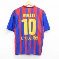 L★古着 半袖 Tシャツ メンズ バルセロナ メッシ 10 Vネック イタリア製 青他 ブルー ストライプ 25jul19 中古