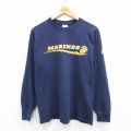 ビンテージ 90s 長袖Tシャツ MARINESプリント ネイビー M | 古着