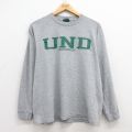 L★古着 MVスポーツ 長袖 ビンテージ Tシャツ メンズ 90年代 90s UND クルーネック USA製 濃グレー 25jul22 中古
