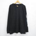 XL★古着 カーハート Carhartt 長袖 Tシャツ メンズ ビッグロゴ 大きいサイズ ロング丈 コットン クルーネック 黒 ブラック 25jul26 中古