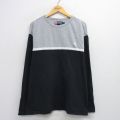 XL★古着 ラルフローレン Ralph Lauren チャップス 長袖 ビンテージ ブランド Tシャツ メンズ 90年代 90s ワンポイントロゴ ツートンカラー 大きいサイズ コットン クルーネック 黒他 ブラック 【spe】 25jul29 中古