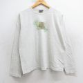 L★古着 ウールリッチ WOOLRICH 長袖 ビンテージ Tシャツ メンズ 90年代 90s ビッグロゴ 葉 コットン クルーネック USA製 薄グレー 霜降り 【spe】 25jul29 中古