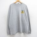 XL★古着 長袖 ビンテージ Tシャツ メンズ 90年代 90s 鳥 ブロックポート 大きいサイズ クルーネック グレー 霜降り 25jul29 中古