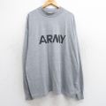 【50%OFF】XL★古着 長袖 ビンテージ Tシャツ メンズ 90年代 90s ミリタリー アーミー ARMY リフレクター 大きいサイズ ロング丈 ハイネック モックネック USA製 グレー 霜降り 25jul29 中古