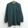 L★古着 ビューグルボーイ 長袖 ビンテージ Tシャツ メンズ 90年代 90s ワンポイントロゴ 胸ポケット付き コットン モックネック ハイネック 緑 グリーン 25jul30 中古