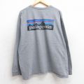 XL★古着 パタゴニア patagonia 長袖 Tシャツ メンズ ビッグロゴ 大きいサイズ コットン クルーネック グレー 霜降り 25jul30 中古