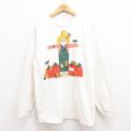 L★古着 長袖 ビンテージ Tシャツ メンズ 90年代 90s カカシ コットン クルーネック USA製 生成り 【spe】 25jul29 中古