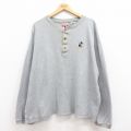 XL★古着 長袖 ビンテージ Tシャツ メンズ 90年代 90s ディズニー DISNEY ミッキー MICKEY MOUSE 大きいサイズ ヘンリーネック グレー 霜降り 25jul29 中古