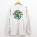 XL★古着 長袖 ビンテージ Tシャツ メンズ 90年代 90s アイリッシュ 大きいサイズ コットン クルーネック USA製 グレー 霜降り 25jul30 中古