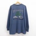 【50%OFF】XL★古着 長袖 ビンテージ Tシャツ メンズ 90年代 90s クローバー 胸ポケット付き 大きいサイズ ロング丈 クルーネック USA製 紺 ネイビー 25jul30 中古
