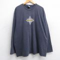 XL★古着 オールドネイビー OLD NAVY 長袖 Tシャツ メンズ ビッグロゴ 大きいサイズ コットン クルーネック 濃グレー 25jul31 中古