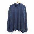 XL★古着 リーボック REEBOK 長袖 ビンテージ Tシャツ メンズ 00年代 00s ワンポイントロゴ 大きいサイズ モックネック ハイネック 紺 ネイビー 25aug02 中古