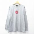 XL★古着 ノーティカ NAUTICA 長袖 ブランド Tシャツ メンズ コンペティション ビッグロゴ 大きいサイズ コットン クルーネック グレー 霜降り 25aug04 中古