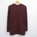00s 長袖Tシャツ ヘンリーネック バーガンディ XL | 古着