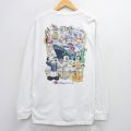 XL★古着 長袖 Tシャツ メンズ ディズニー DISNEY ミッキー MICKEY MOUSE プルート スティッチ 大きいサイズ コットン クルーネック 白 ホワイト 25aug06 中古