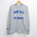 XL★古着 チャンピオン champion 長袖 Tシャツ メンズ グランドバレーステート 大学 クルーネック グレー 霜降り 25aug06 中古