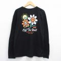 XL★古着 バンズ 長袖 Tシャツ メンズ 花 コットン クルーネック 黒 ブラック 25aug07 中古