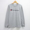 XL★古着 チャンピオン champion 長袖 Tシャツ メンズ ビッグロゴ クルーネック グレー 霜降り 25aug07 中古