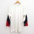 M★古着 長袖 ビンテージ フットボール Tシャツ メンズ 80年代 80s 無地 Vネック 白 ホワイト 25aug09 中古