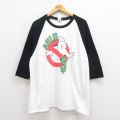 XL★古着 7分袖 Tシャツ メンズ 映画 ゴーストバスターズ 大きいサイズ ツートンカラー コットン クルーネック 白 ホワイト 25aug09 中古 7分丈 七分丈 七分袖