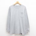 XL★古着 ディッキーズ Dickies 長袖 Tシャツ メンズ 無地 胸ポケット付き 大きいサイズ クルーネック グレー 霜降り 25aug12 中古