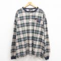 XL★古着 長袖 ビンテージ Tシャツ メンズ 90年代 90s ルーニーテューンズ LOONEY TUNES タズ 大きいサイズ ヘンリーネック 緑 グリーン チェック 25aug12 中古