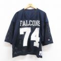 XL★古着 チャンピオン champion 半袖 ビンテージ フットボール Tシャツ メンズ 90年代 90s ファルコンズ 大きいサイズ メッシュ地 Vネック USA製 紺 ネイビー ユニフォーム ゲームシャツ 25aug13 中古