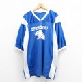 【50%OFF】XL★古着 半袖 ビンテージ フットボール Tシャツ メンズ 90年代 90s SPRINGBORO大きいサイズ メッシュ地 Vネック USA製 青 ブルー 25aug13 中古