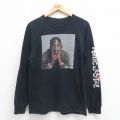 M★古着 長袖 Tシャツ メンズ 映画 ポエスティックジャスティス トゥパック 2パック 2PAC コットン クルーネック 黒 ブラック 25aug18 中古
