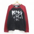 【50%OFF】XL★古着 長袖 ロック バンド サーマル Tシャツ メンズ キッス KISS 大きいサイズ ツートンカラー クルーネック 黒他 ブラック 【spe】 25aug27 中古
