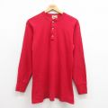 【50%OFF】M★古着 バナナリパブリック BANANA REPUBLIC 長袖 ビンテージ ブランド Tシャツ メンズ 80年代 80s コットン ヘンリーネック USA製 赤 レッド 25aug27 中古