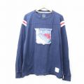 XL★古着 長袖 フットボール Tシャツ メンズ NHL ニューヨークレンジャーズ コットン クルーネック 紺他 ネイビー アイスホッケー 25aug28 中古
