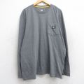 XL★古着 長袖 Tシャツ メンズ CAT 胸ポケット付き 大きいサイズ クルーネック グレー 霜降り 25aug28 中古