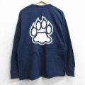 L★古着 長袖 ビンテージ Tシャツ メンズ 00年代 00s UNH 肉球 コットン クルーネック 紺 ネイビー 25aug28 中古