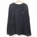 XL★古着 ノーティカ NAUTICA 長袖 ブランド Tシャツ メンズ ワンポイントロゴ 大きいサイズ コットン クルーネック 黒 ブラック 25aug29 中古