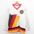 L★古着 長袖 Tシャツ アイスホッケー ジャージ メンズ 80年代 80s DEB メッシュ地 Vネック 白 ホワイト ユニフォーム ゲームシャツ 25aug29 中古