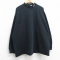 XL★古着 ナイキ NIKE 長袖 ビンテージ Tシャツ メンズ 90年代 90s ワンポイントロゴ 大きいサイズ モックネック ハイネック USA製 黒 ブラック 25aug29 中古
