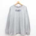 XL★古着 アディダス adidas 長袖 ビンテージ Tシャツ メンズ 90年代 90s ワンポイントロゴ 大きいサイズ クルーネック USA製 グレー 霜降り 【spe】 25aug30 中古