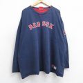 XL★古着 ナイキ NIKE 長袖 ビンテージ Tシャツ メンズ 00年代 00s MLB ボストンレッドソックス 大きいサイズ コットン クルーネック 紺 ネイビー メジャーリーグ ベースボール 野球 25aug30 中古