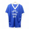 L★古着 半袖 ビンテージ Tシャツ メンズ 80年代 80s フェアフィールド 8 フロッキープリント メッシュ地 Vネック USA製 青他 ブルー 25aug30 中古