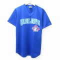 【50%OFF】L★古着 マジェスティック 半袖 ビンテージ Tシャツ メンズ 80年代 80s MLB トロントブルージェイズ ALLIED OIL 5 Vネック USA製 青 ブルー メジャーリーグ ベースボール 野球 25aug30 中古