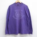 XL★古着 長袖 ビンテージ Tシャツ メンズ 80年代 80s ボストン マサチューセッツ コットン モックネック ハイネック USA製 紫 パープル 25sep03 中古