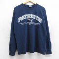 【20%OFF】L★古着 長袖 ビンテージ Tシャツ メンズ 00年代 00s NFL ニューイングランドペイトリオッツ コットン クルーネック 紺 ネイビー アメフト スーパーボウル 25sep03 中古