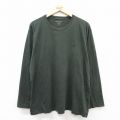 XL★古着 ノーティカ NAUTICA 長袖 ブランド Tシャツ メンズ ワンポイントロゴ 大きいサイズ コットン クルーネック 濃緑 グリーン 25sep03 中古