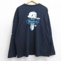 XL★古着 ノーティカ NAUTICA 長袖 ブランド Tシャツ メンズ ビッグロゴ フロッキープリント コットン クルーネック 濃紺 ネイビー 25sep03 中古