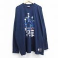 【20%OFF】XL★古着 長袖 Tシャツ メンズ NBA ボストンセルティックス シカゴブルズ ロング丈 大きいサイズ コットン クルーネック 紺 ネイビー バスケットボール 25sep03 中古