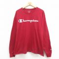 XL★古着 チャンピオン champion 長袖 Tシャツ メンズ ビッグロゴ コットン クルーネック エンジ 25sep04 中古