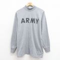 M★古着 長袖 Tシャツ メンズ ミリタリー アーミー ARMY リフレクター モックネック ハイネック グレー 霜降り 25sep04 中古